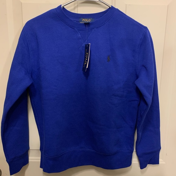 🔥 NEW Ralph Lauren Polo Sweatshirt ROYAL BLUE Boys M/10-12 - Picture 1 of 3
